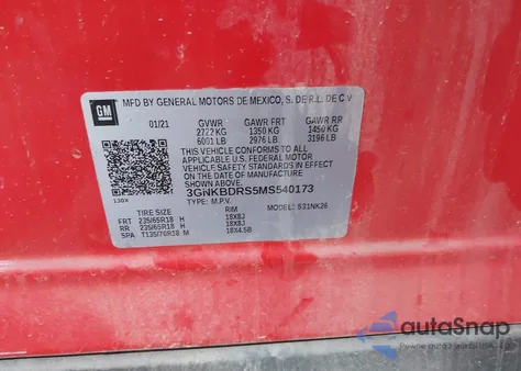 2021 Chevrolet Blazer Fwd 3Lt from USA, damaged, VIN 3GNKBDRS5MS540173